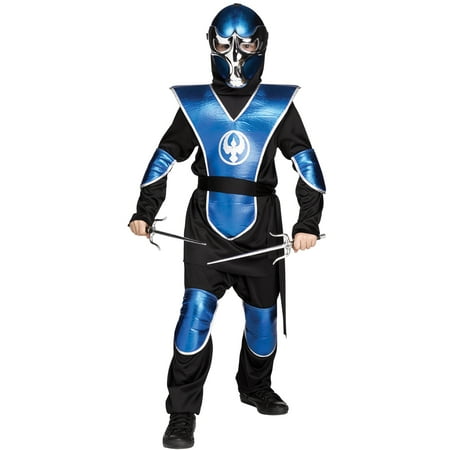 Blue Chrome Raven Ninja Boys Martial Arts Warrior Halloween Costume