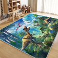 thumbnail image 1 of Area Rug 4x6 ft Living Room Non-Slip Rug, Dinosaur Forest Green 3D Print Floor Carpet, Soft Large Area Rugs for Bedroom Dining Room Kitchen, Washable Low-Pile Rug, 1 of 8