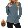 thumbnail image 4 of BLVB Thermal Shirts for Women Long Sleeve Tops Ladies Fleece Lined Undershirt Soft Crewneck Base Layer Tops for Winter Cold Weather, 4 of 8