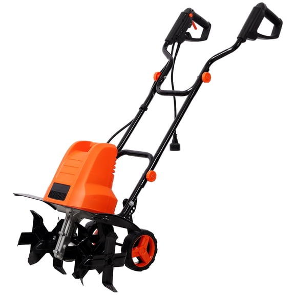 Seizeen 18-Inch Corded Electric Tiller, 13.5AMP Electric Tiller and Cultivator for Gardening, Copper Motor, 9-inch Tilling Depth, 24 Heavy-Duty Steel Tines, 4-Position Adjustable Wheels