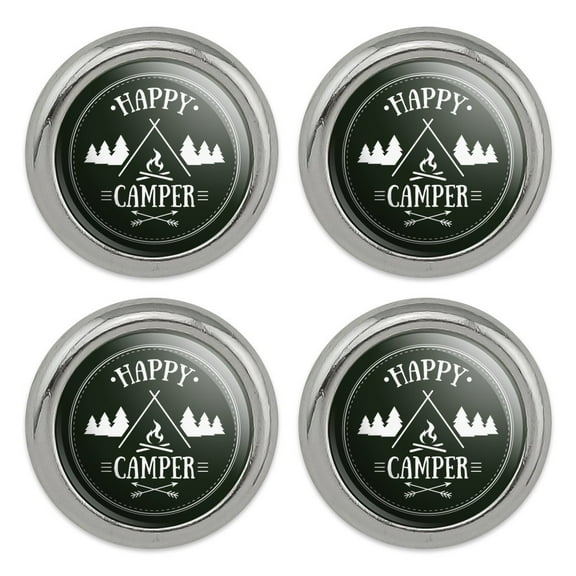 Happy Camper with Campfire Metal Craft Sewing Novelty Buttons - Set of 4
