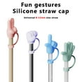 thumbnail image 6 of Gesture Straw Caps Set of 4 Universal Fit Silicone Playful Drink Toppers Leak-Proof Reusable for Beverages Parties Travel​​, 6 of 8