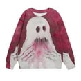 thumbnail image 2 of Odeerbi Kids Girls Halloween Hoodies Ghost Print Hooded Sweatshirts Crewneck Oversized Sweatshirt 1-12 Years Kids Fashion Long Sleeve Pullover Tops Red, 2 of 8