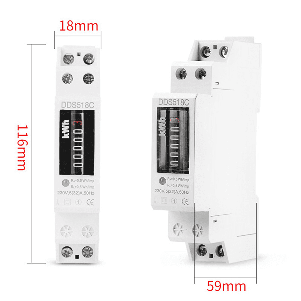 2X Household Electronic Din Rail Single Phase Electricity Power Consumption Wattmeter Energy Meter KWh Counter