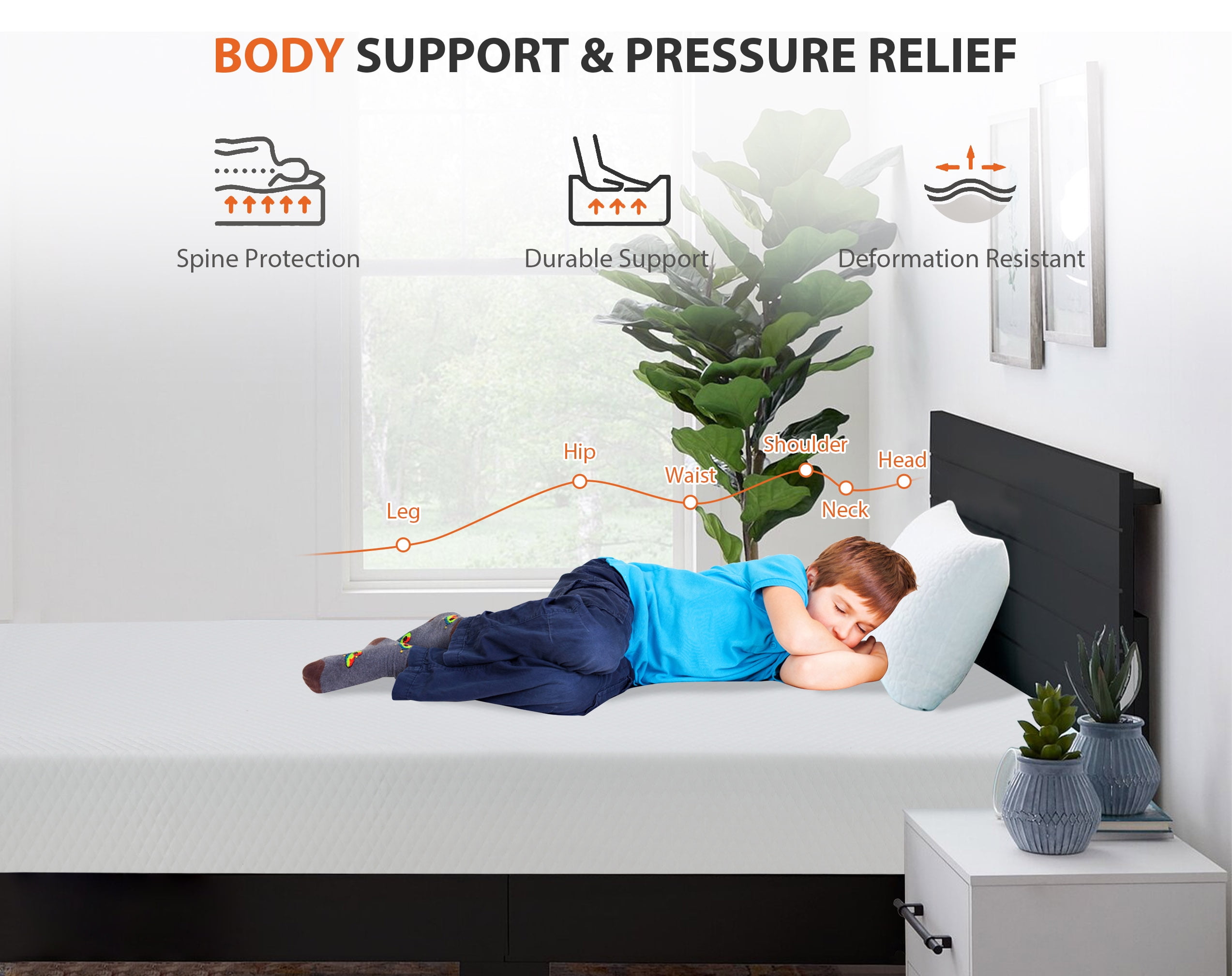 YRLLENSDAN Queen Mattress 10 Inch Medium Firm Mattress Fiberglass Free Certipur-Us Certified Cool Sleep & Comfy Support Queen Foam Mattress in a Box Queen Size Mattresses