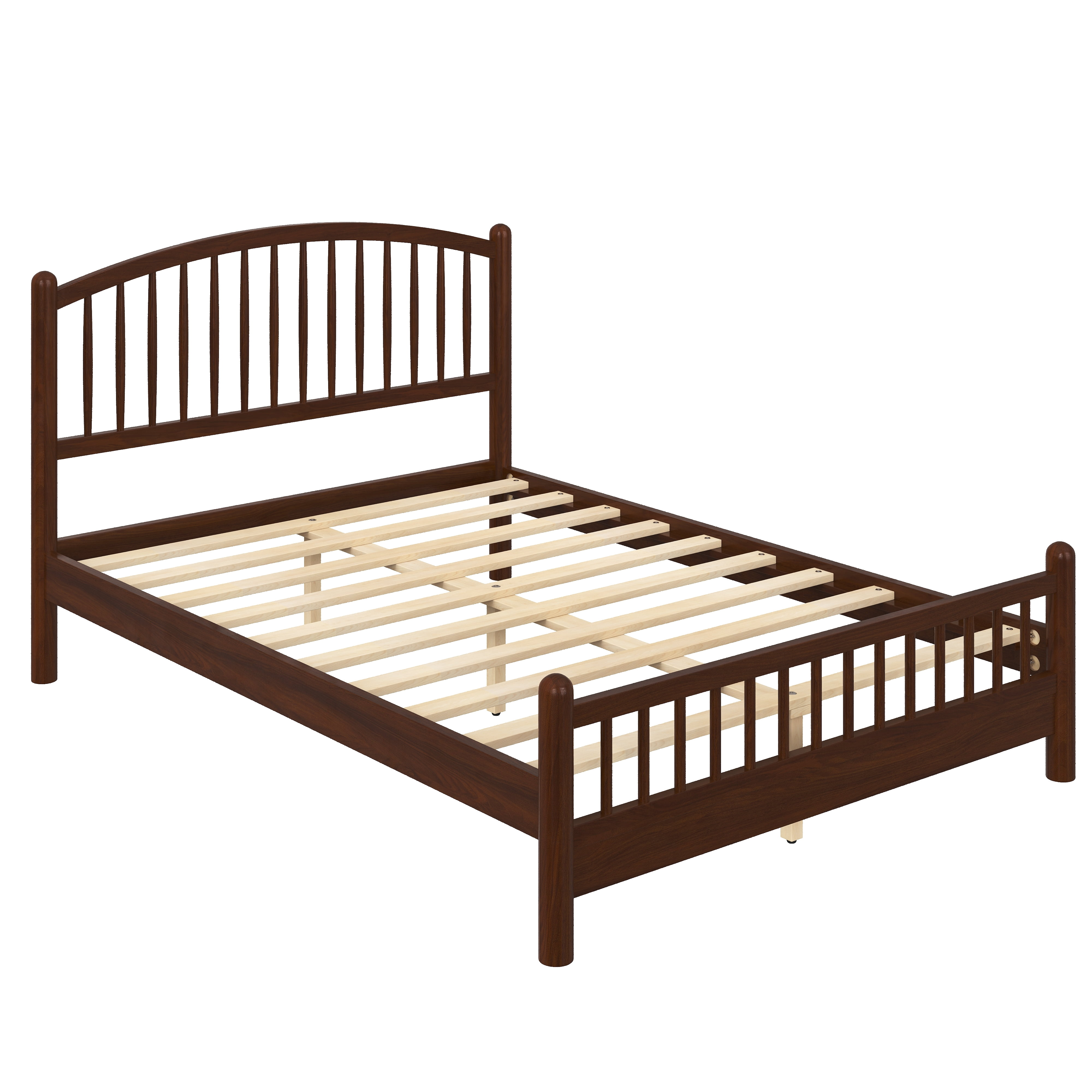 Euroco Queen Size Wood Platform Bed with Arched Headboard, No Box Spring Needed, Espresso