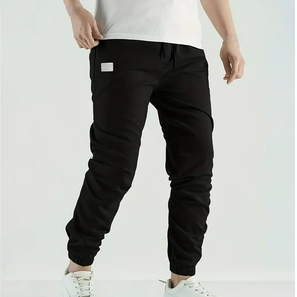 Puntoco Pantalones casuales largos para hombre, pantalones casuales de moda para hombre, con cintura elástica, sólidos, para exteriores