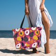 thumbnail image 2 of Beach Bag For Women, Cute Pear Peach Gold Flower Beach Tote Bag Swim Pool Bag Large Tote With Pockets For Workout., 2 of 2