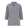 thumbnail image 6 of AherBiu 3/4 Length Sleeve Tops for Women Button down Shirts High Neck Business Casual Tops Blouse, 6 of 6