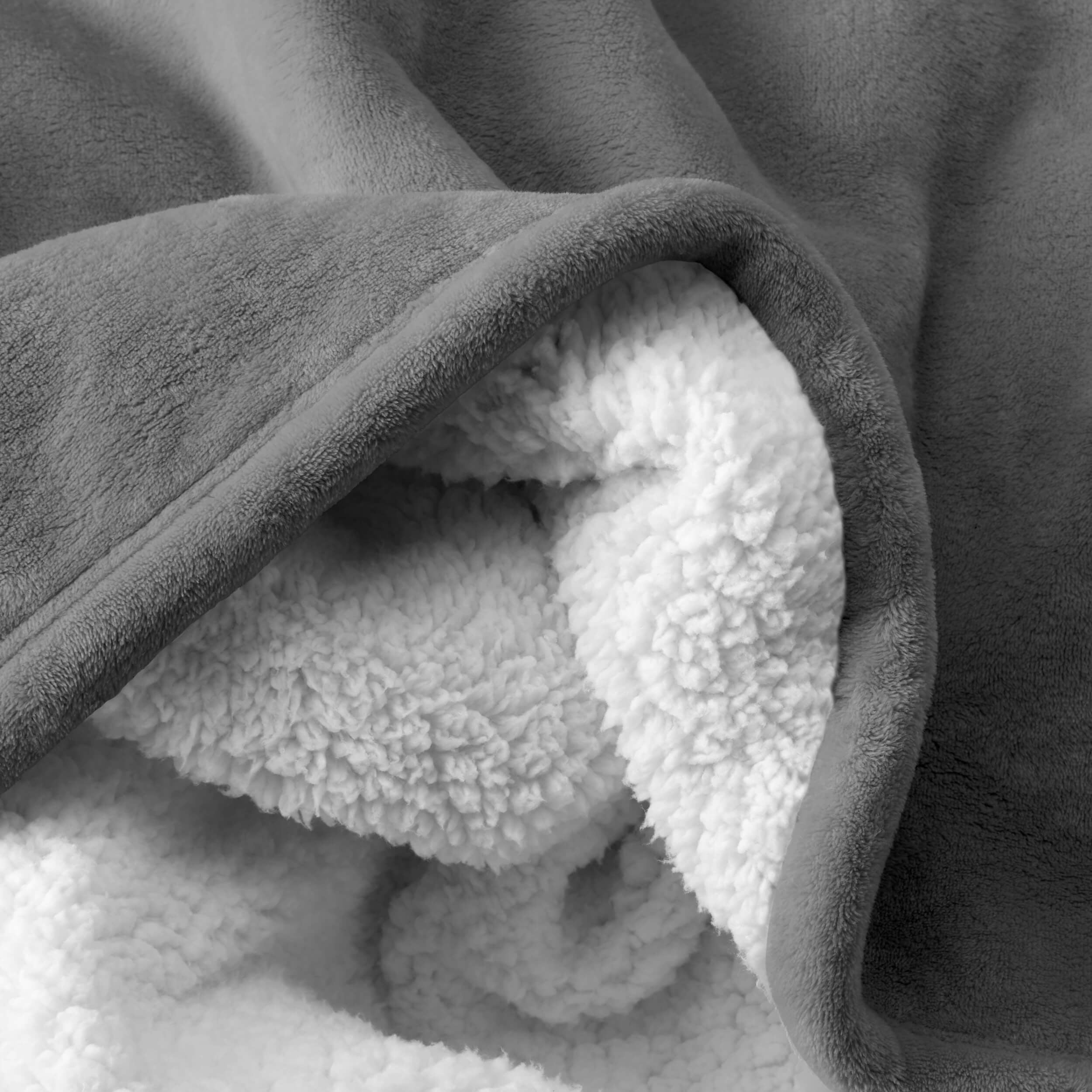 Bare Home Reversible Sherpa to Plush Bed Blanket (Twin/Twin XL, Gray)