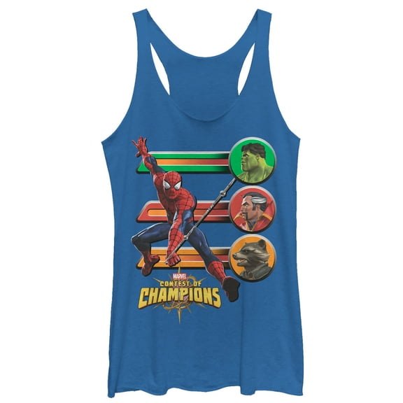 Women's Marvel Contest of Champions Spider-Man Battle  Racerback Tank Top Royal Blue Heather Medium