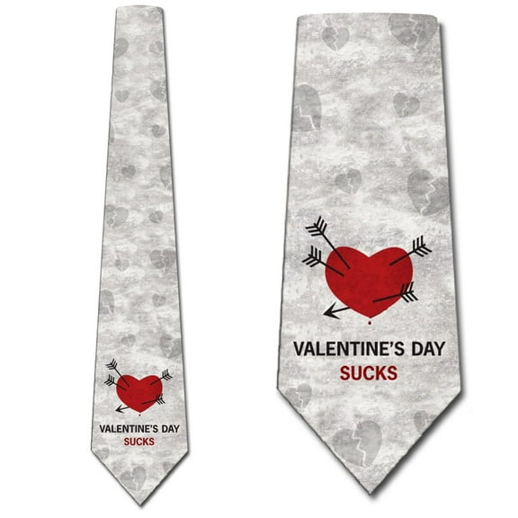 Valentine's Day Sucks! Necktie Mens Tie by Three Rooker