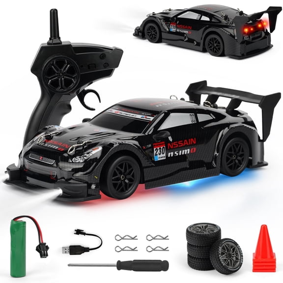 ATJIA 1:24 Scale RC Drift Car Remote Control Drift Cars 2.4GHz 4WD Drifting Cars 30km/h High-Speed with LED Lights Racing Sport Toy Cars