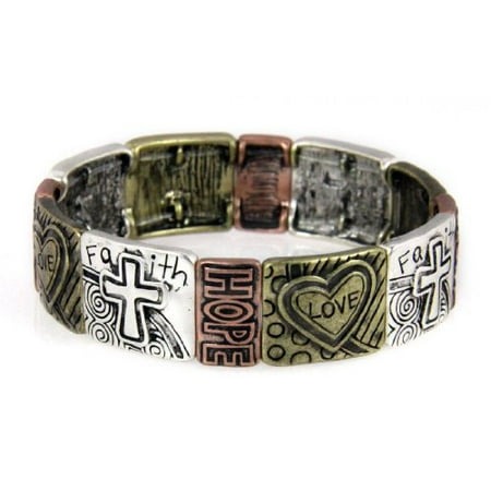 - Christian Hearts Crosses Faith Hope Love Stretch Bracelet Religious Bible