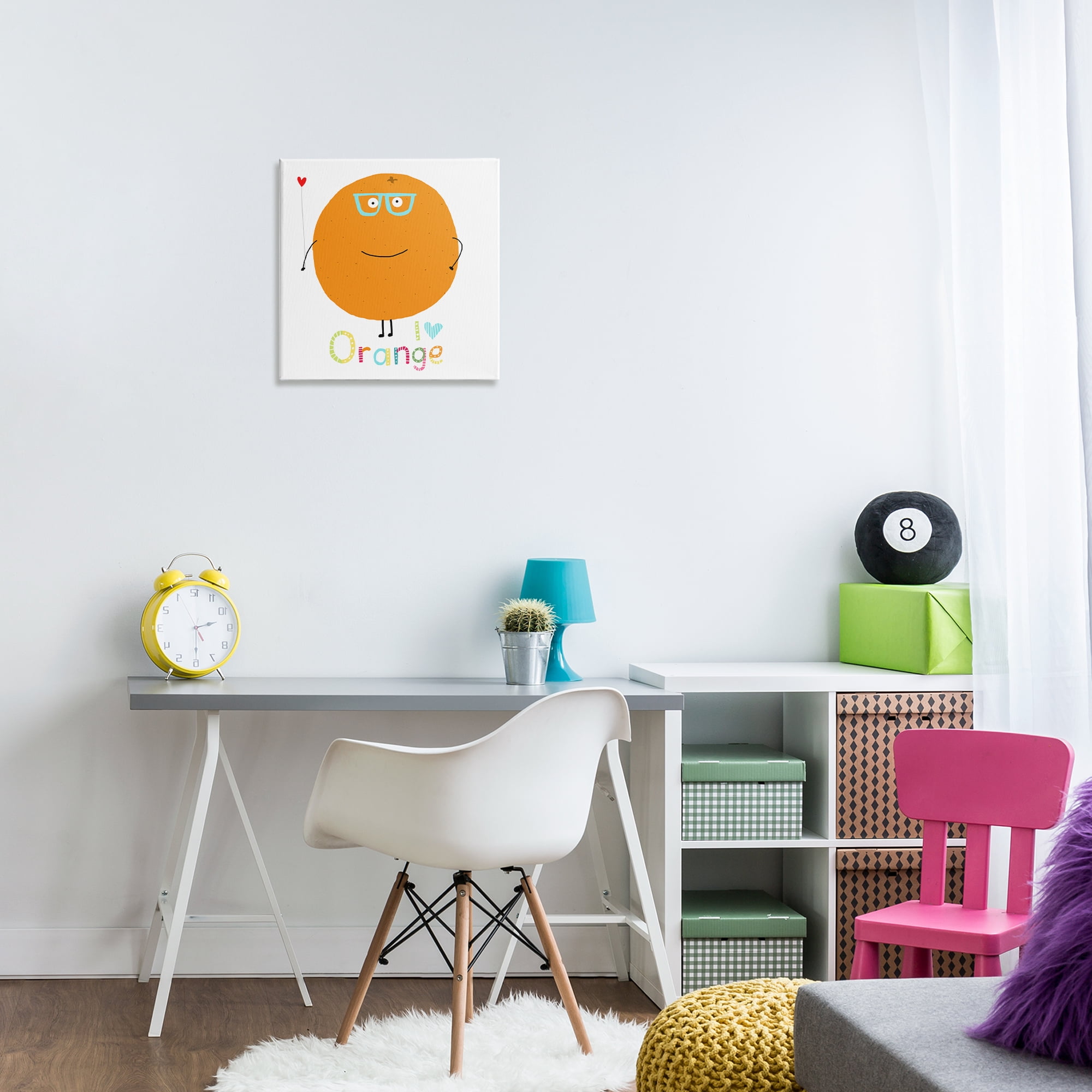 Stupell Industries Fun Smiling Orange Food & Beverage Painting Wrapped Canvas Art Print Wall Art, 17 x 17