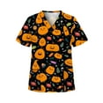 thumbnail image 1 of Halloween Cartoon Print Tshirts for Women Short Sleeve V Neck Scrub Tops Nursing Scrubs Tops Shirt, 1 of 2