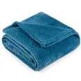 thumbnail image 2 of PAVILIA Soft Fleece Teal Blue Throw Blanket for Couch, Lightweight Plush Warm Blankets for Bed, Fuzzy Cozy Flannel Blanket Throw for Sofa, Travel, Jacquard Pattern, Teal Blue, 50x60 inch, 2 of 8
