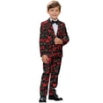 thumbnail image 2 of Xoenoiee Heart Love Arrow Print Boys Suit for Kids Tuxedo Wedding Ring Bearer Outfit, Valentine's Day 2 Pieces Boy Slim Fit Formal Suits with Elastic Band, 9-10 Years, 2 of 7