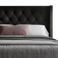 thumbnail image 5 of Home Design Homer Queen Button-Tufted Wingback Upholstered Panel Bed Frame with Nailhead Trim design for Adult, Black, Easy Assembly, 5 of 7