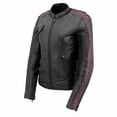 thumbnail image 6 of Milwaukee Leather MLL2570 Women's 'Phoenix Embroidered' Black and Fuchsia Pink Leather Motorcycle Jacket X-Small, 6 of 7