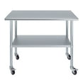 thumbnail image 2 of AmGood 48" Long x 24" Deep Stanless Steel Work Table with Casters | Mobile Metal Table, 2 of 9