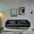 thumbnail image 2 of Velvet Sofa, Mid Century Modern Couch With Square Arms, Wood Legs, Tufted Back 3 Seat Comfy Couch For Living Room, Small Space, Apartment, Bedroom, 2 of 9