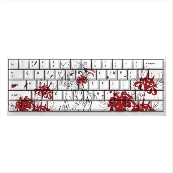 Anime Theme Keycap Set, Chisato PBT Keycaps Cherry Profile for 60/65/68 Keyboard