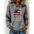thumbnail image 2 of Women's We The People 250 Years of Freedom Hoodie,American Flag Cross Waffle Patriotic Hooded Sweatshirt with Pocket, 2 of 5