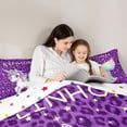 thumbnail image 5 of Manfei Sweet Unicorn 7-Piece Twin Bedding,Leopard Print Bedding Comforter Set,White Purple,Polkadot Reversible, 5 of 7