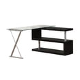 thumbnail image 2 of 55" X 47" X 30" Black High Gloss & Clear Glass Office Desk, 2 of 4