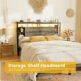 thumbnail image 6 of Aheaplus Queen Size Headboard with Storage, Headboards with Outlets and RGB LED Light, Sturdy Head Board for Queen Size Bed, Stable Queen Headboard Only for Bedroom, Dorm Room, Guest Room, Black Oak, 6 of 9