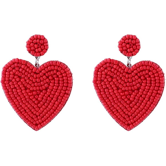 EcoNesxp Handmade Beaded Earrings Earrings for Women Seed Bead Heart Shaped Dangle Earrings for Girls