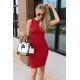 thumbnail image 2 of Vestido PRETTYGARDEN Ajustado Midi Sin Mangas Rojo S, 2 of 7