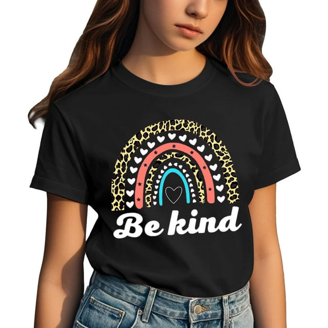 T-shirts à Imprimé Scintillant pour Préadolescentes, Blouse à la Mode d'Été à Col Rond, Manches Courtes, Hauts, Chemises pour Enfants, Taille 10-11T