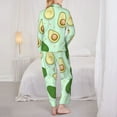 thumbnail image 5 of Kll Avocado Print Women'S Long Sleeve Pajamas With Pants Sleepwear Loungewear 2 Set-Medium, 5 of 9