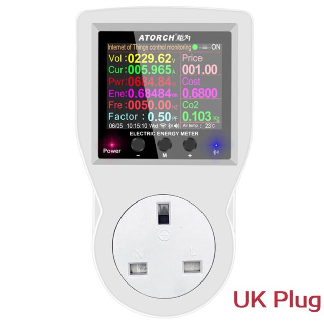 Tuya Wifi enchufe inteligente medidor de potencia Digital 220v consumo de electricidad Eu/us/fr/uk/au Socket medidor de kilovatios soberano_mx Gao Jiahui unisex