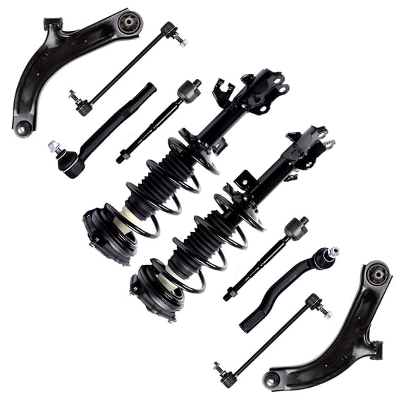 CCIYU Complete Suspension Kit Fits 07 08 09 10 11 12 Versa Includes Strut Spring Assembly, Control Arm and Ball Joint Assembly, Stabilizer Bar Link, Tie Rod End