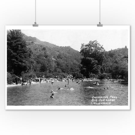 - Big Sur, California - Big Sur Lodge and Swimming Pool Photograph (9x12 Art Print, Wall Decor Travel Poster)