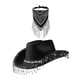 thumbnail image 3 of Sombrero vaquero con bandana con flecos y diamantes de imitación, sombrero de vaquera para mujer Negro, 3 of 9
