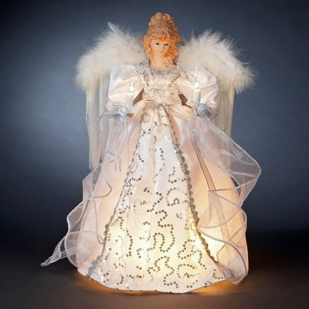 Kurt Adler 14" 10-Light White and Silver Angel Treetop