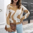 thumbnail image 3 of Womens Fall Fashion 2022! QLEICOM Sweaters for Women, Women Casual Fashion Color Matching Pullover Long Sleeve V-Neck Sweater On Clearance, 3 of 9