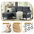 thumbnail image 3 of 76.77" Contrasting Colors L-Shaped Sectional Sofa Couch with Storage Bags DarkGrey, 3 of 5