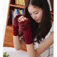 thumbnail image 4 of Guantes de punto de invierno para mujer, de piel de conejo de imitación, con dedos abiertos, bonitos guantes cálidos, 4 of 6