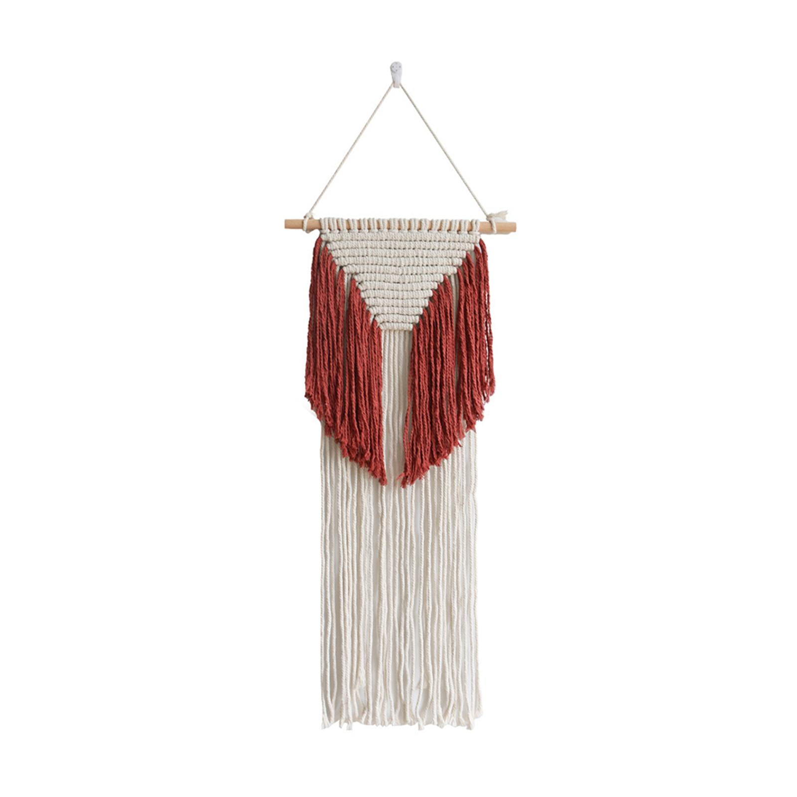 Macramé colgante decorativo con flecos, decoración artística