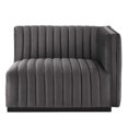 thumbnail image 3 of Modular Sofa Chair, Grey Gray Black, Velvet, French Living Lounge Cafe Lobby Hospitality Restaurant, Modern Contemporary Boutique HB33734, 3 of 6