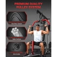 thumbnail image 4 of Home Gym Equipment, All-in-One Workout Machine with LAT Pull Down System & Pulley, Compatible with Your Own Weight Plates for Full Body Workout, Red & Black, 4 of 8