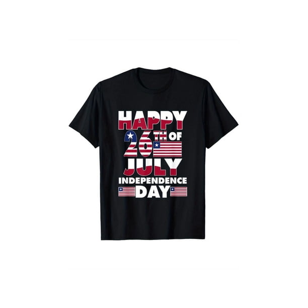 Summer t Shirts Liberia July 26 Patriotic T-Shirt For Men Black 100 Cotton Breathable Fabric Regular Fit S To XXXL Outdoor Celebrations Casual Wear