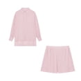 thumbnail image 5 of DHFJKG 2 Piece Summer Outfits Women Shorts Set Textured Long Sleeve Button Up Shirts And Shorts Loose Fit Matching Sets Versatile Outfit, 5 of 5