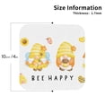 thumbnail image 2 of Honeii Bee Happy Sunflower Gnomes print Leather Coaster Set of 4, ideal for safeguarding your furniture from drinks spills and effortless cleanup-Square, 2 of 6