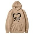 thumbnail image 4 of Olyvenn Women's Graphic Hoodies Heart Print Drawstring Long Sleeve Pocket Sweatshirt Fall Fashion Pullover Tops Khaki XL, 4 of 4